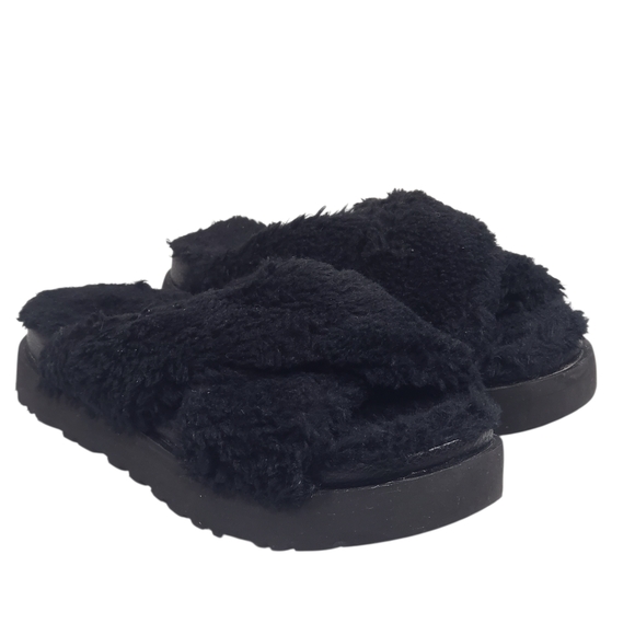 UGG Fuzz Sugar Slide Black Slippers Size 7 - Picture 1 of 9